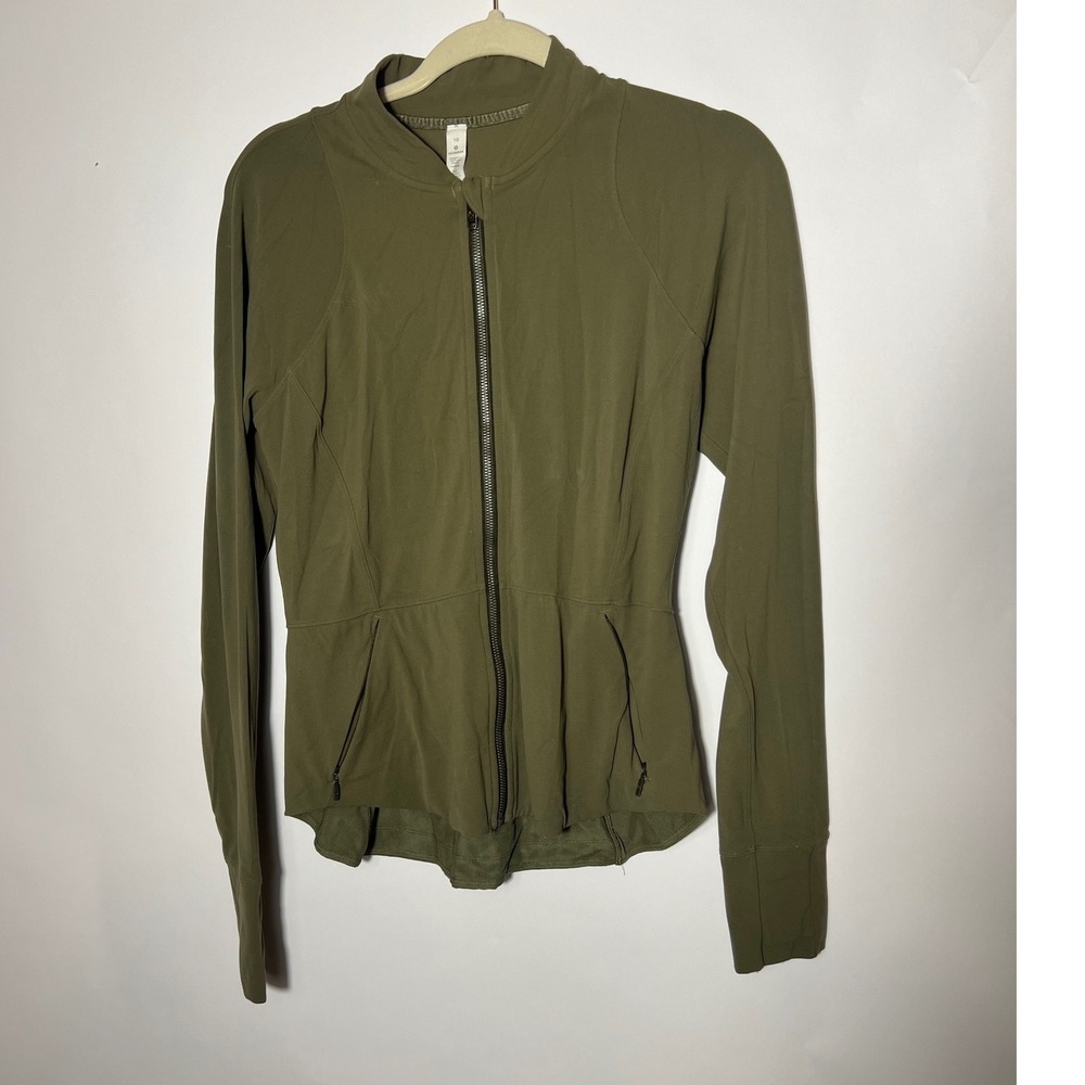 Lululemon The Ease Jacket Green Full Zip Athletic Athleisure Yoga Run Size 10